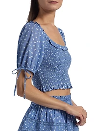 LoveShackFancy x Visit Savannah Molly Smocked Cropped Top