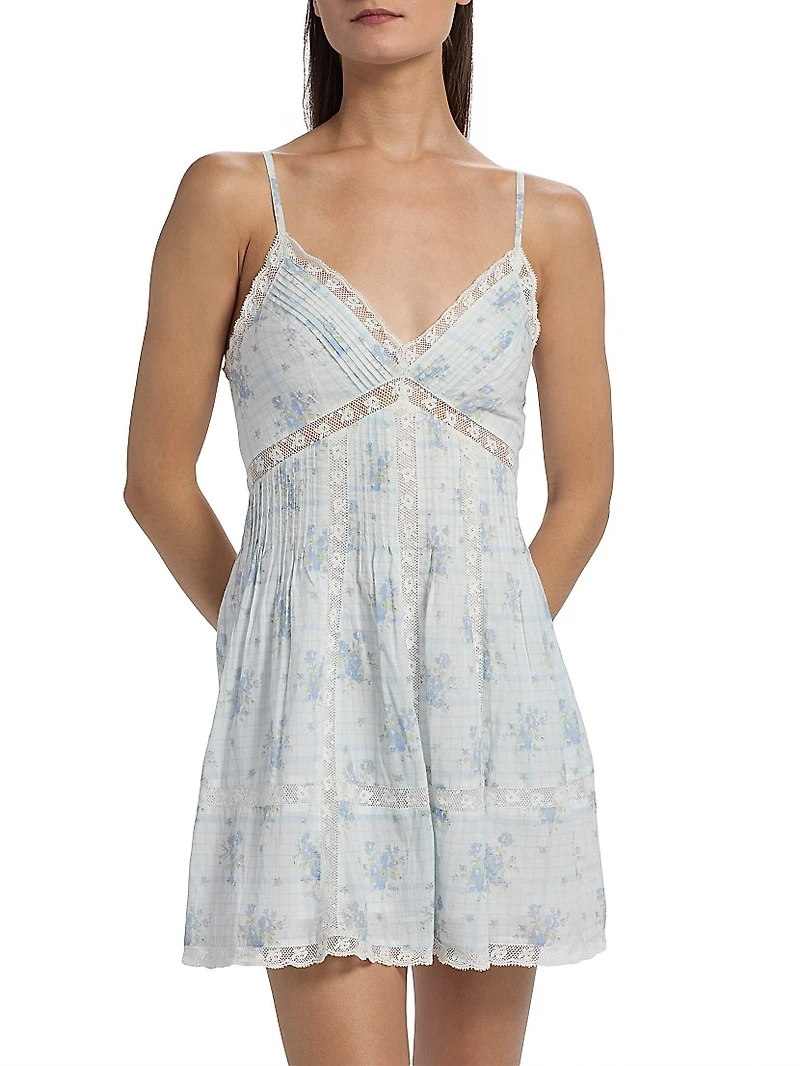 LoveShackFancy x Visit Savannah Docila Floral Lace-Trimmed Minidress