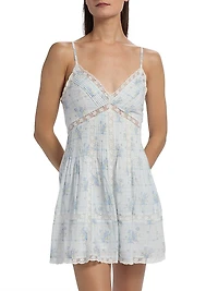 LoveShackFancy x Visit Savannah Docila Floral Lace-Trimmed Minidress