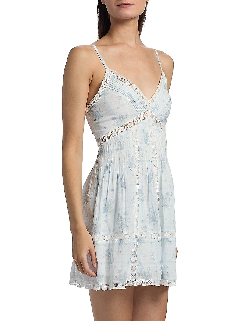 LoveShackFancy x Visit Savannah Docila Floral Lace-Trimmed Minidress