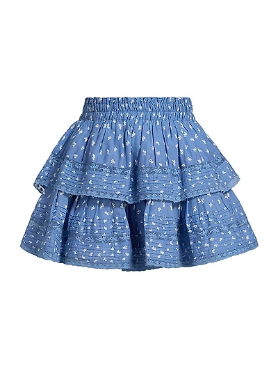 LoveShackFancy x Visit Savannah Ruffle Bow Printed Miniskirt