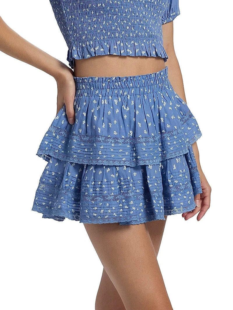 LoveShackFancy x Visit Savannah Ruffle Bow Printed Miniskirt