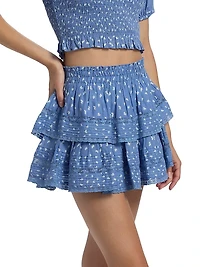 LoveShackFancy x Visit Savannah Ruffle Bow Printed Miniskirt