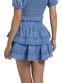 LoveShackFancy x Visit Savannah Ruffle Bow Printed Miniskirt