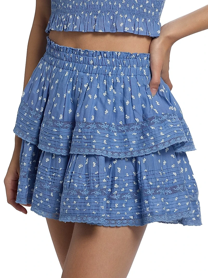 LoveShackFancy x Visit Savannah Ruffle Bow Printed Miniskirt