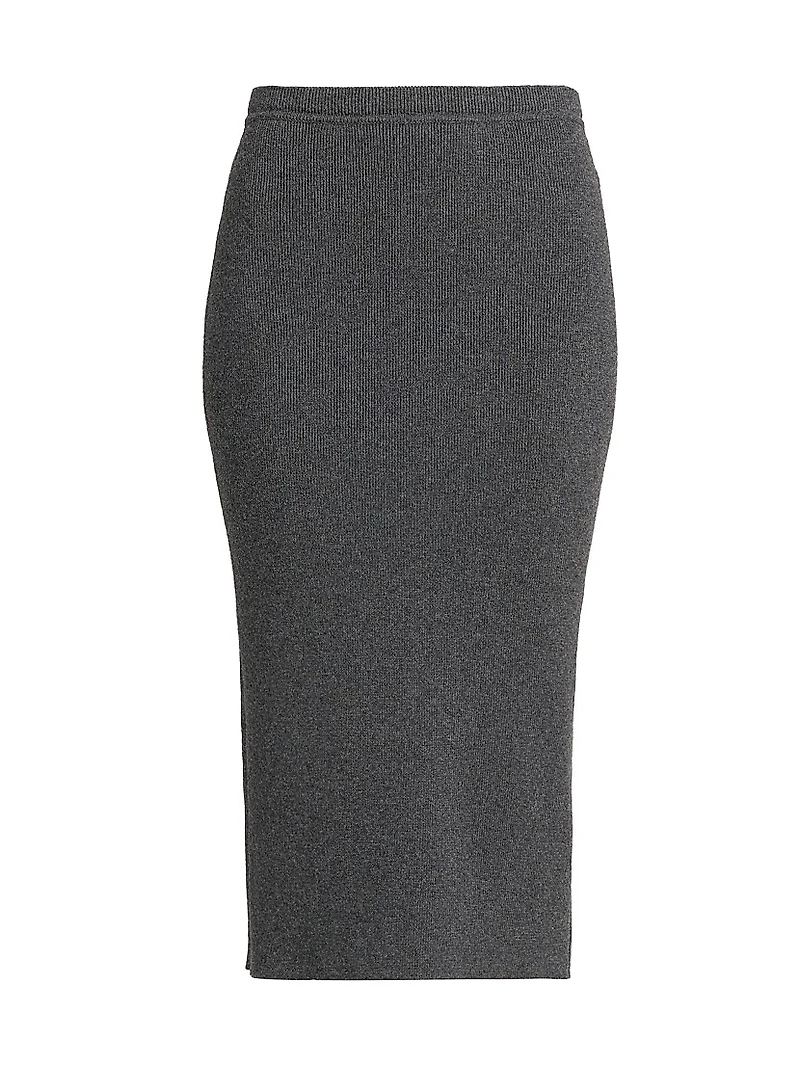Rib-Knit Cashmere-Cotton Pencil Skirt