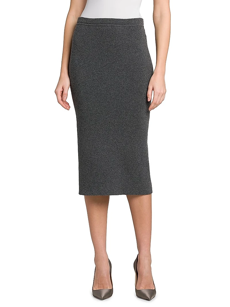 Rib-Knit Cashmere-Cotton Pencil Skirt