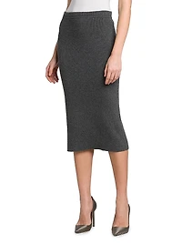 Rib-Knit Cashmere-Cotton Pencil Skirt
