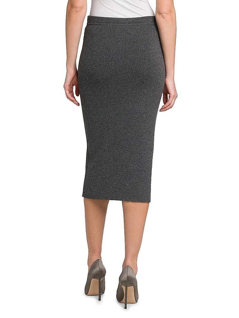 Rib-Knit Cashmere-Cotton Pencil Skirt