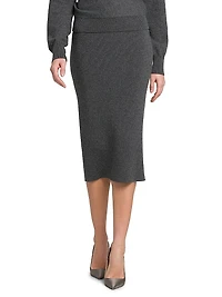 Rib-Knit Cashmere-Cotton Pencil Skirt