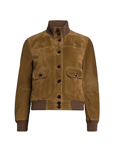 Soft Suede Bomber Jacket