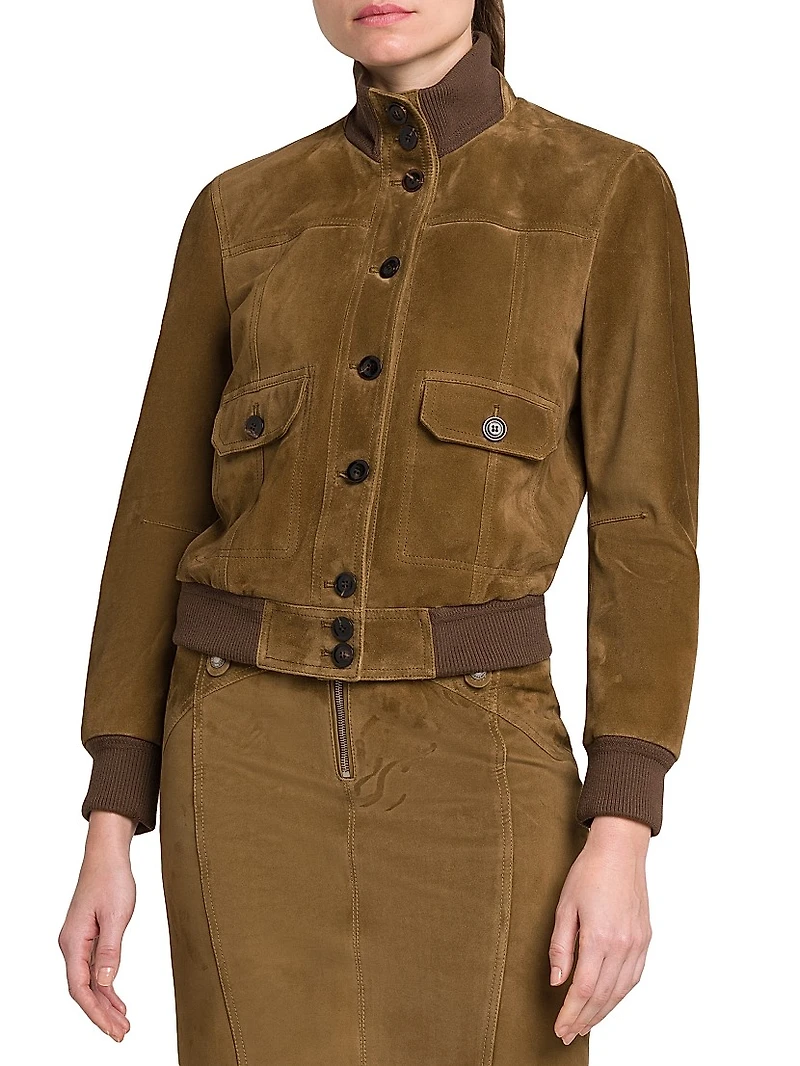Soft Suede Bomber Jacket