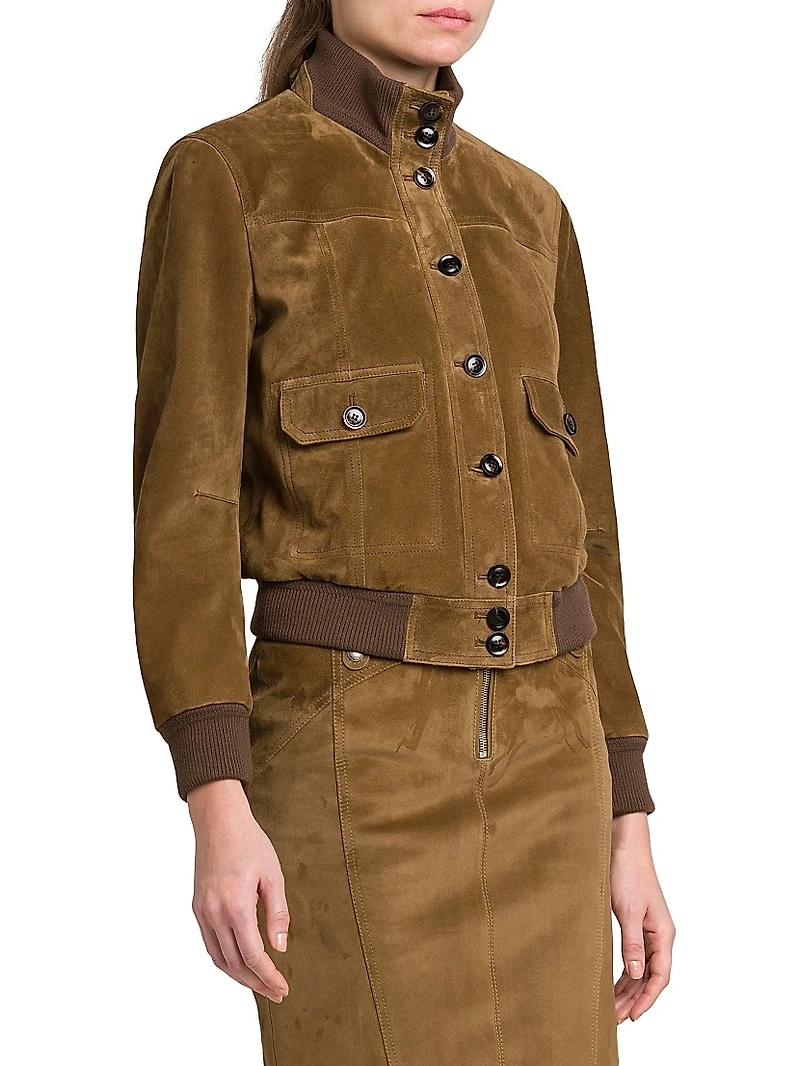 Soft Suede Bomber Jacket