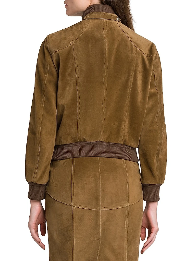 Soft Suede Bomber Jacket