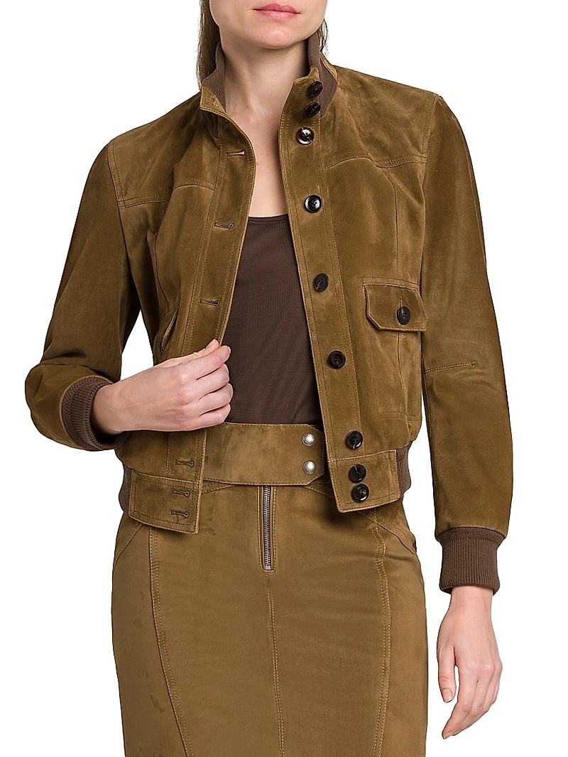 Soft Suede Bomber Jacket
