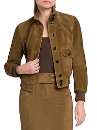 Soft Suede Bomber Jacket