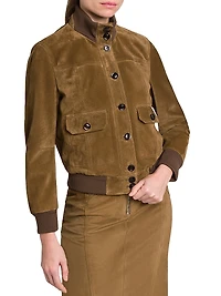 Soft Suede Bomber Jacket