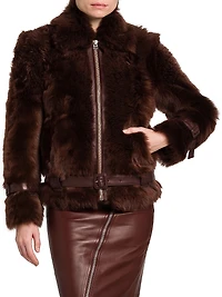 Velour Shearling Zip Jacket