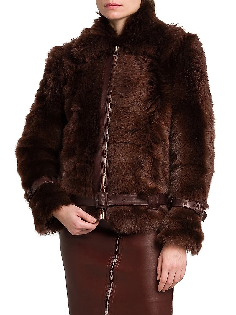 Velour Shearling Zip Jacket