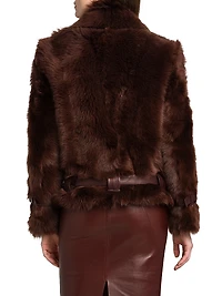 Velour Shearling Zip Jacket