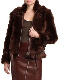 Velour Shearling Zip Jacket