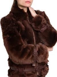 Velour Shearling Zip Jacket