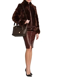 Velour Shearling Zip Jacket