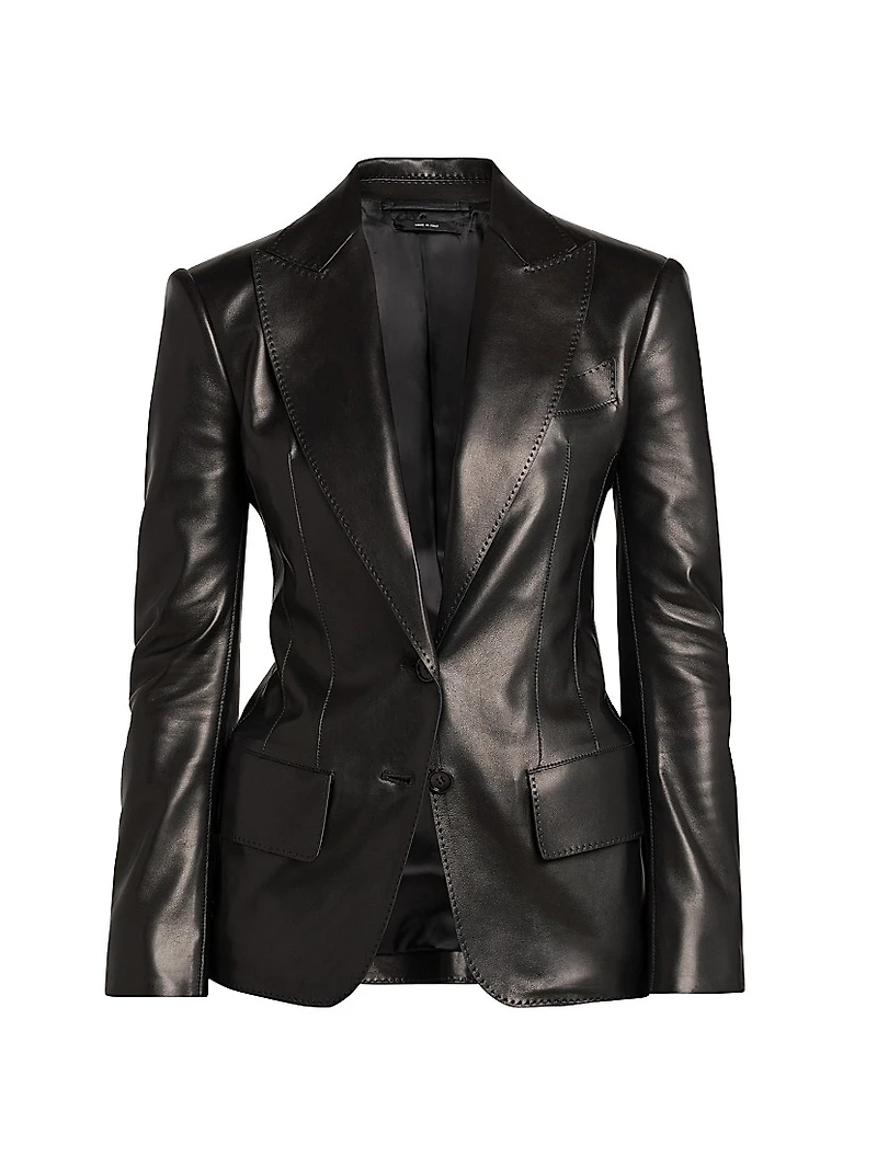 Leather Peak Lapel Jacket