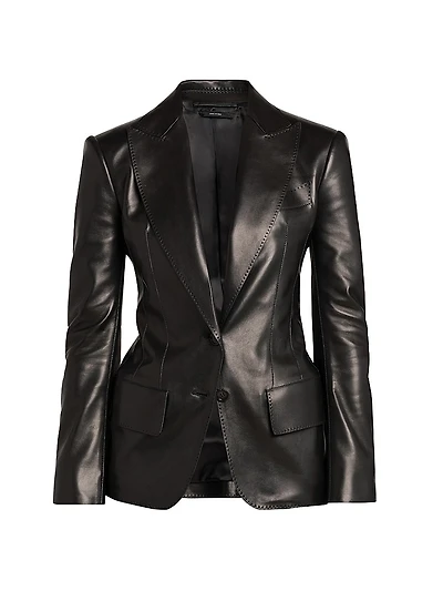 Leather Peak Lapel Jacket