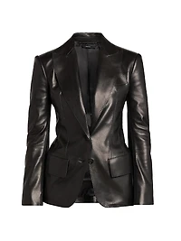 Leather Peak Lapel Jacket