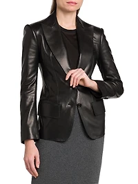Leather Peak Lapel Jacket