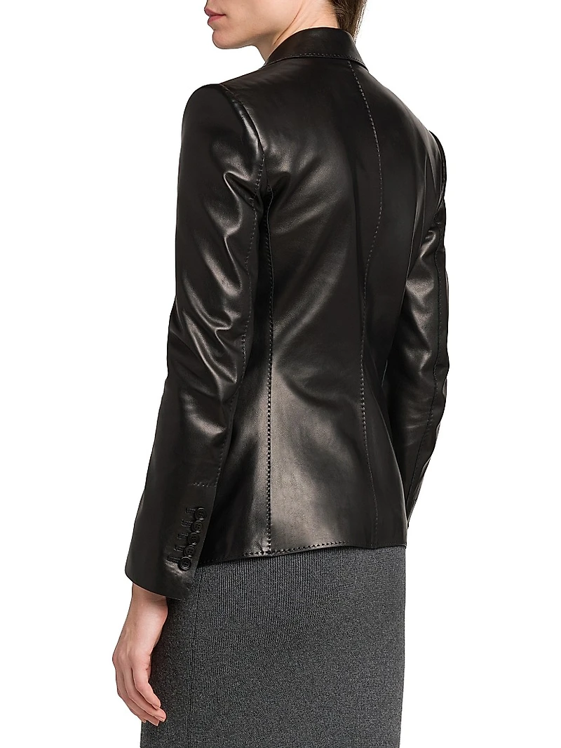 Leather Peak Lapel Jacket