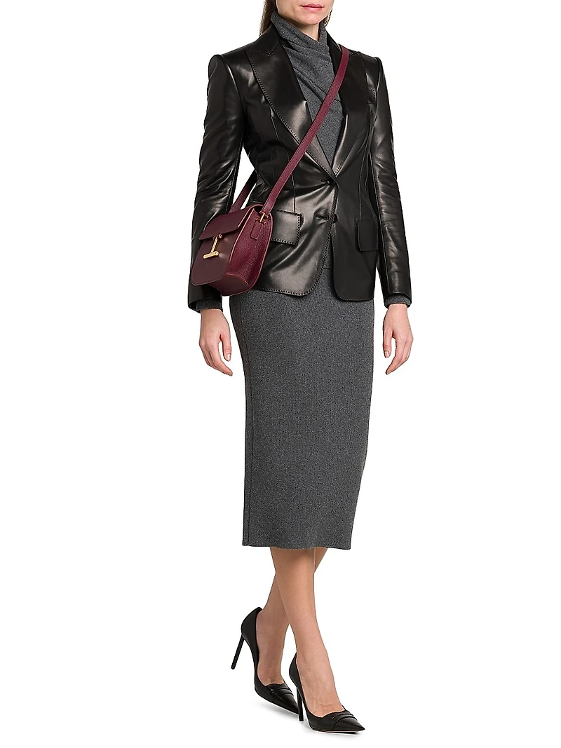 Leather Peak Lapel Jacket