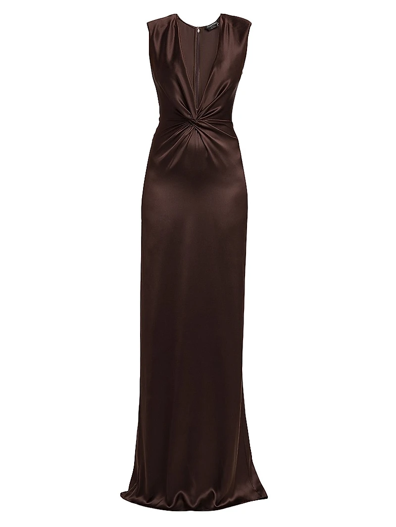 Satin Silk Twist Column Gown