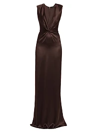 Satin Silk Twist Column Gown
