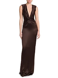 Satin Silk Twist Column Gown