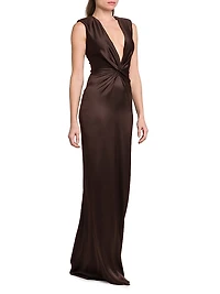 Satin Silk Twist Column Gown