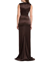 Satin Silk Twist Column Gown
