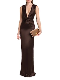Satin Silk Twist Column Gown