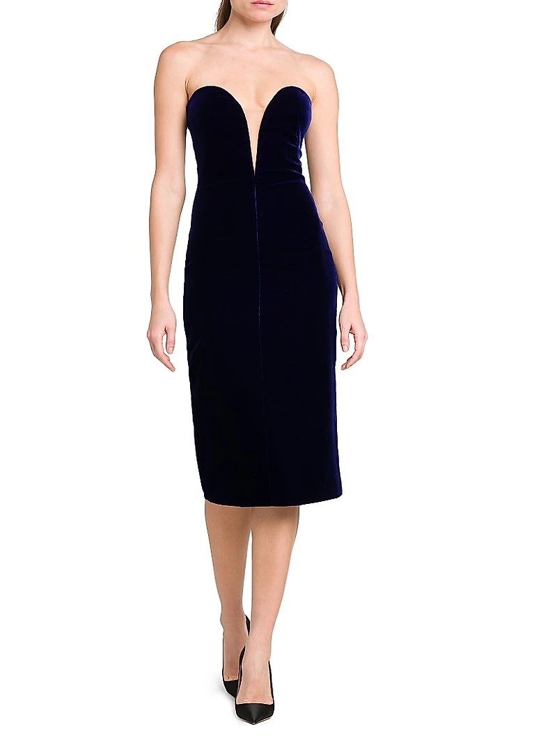 Plunge Sweetheart Velvet Cocktail Dress