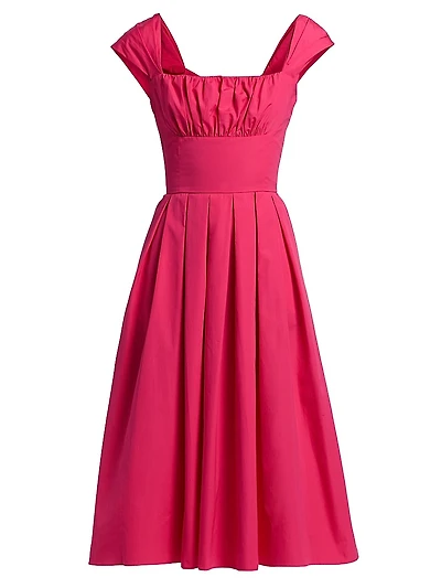 ONLY AT SAKS. Cotton Poplin Fit & Flare Midi-Dress