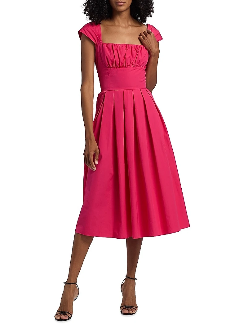 Cotton Poplin Fit & Flare Midi-Dress