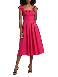 Cotton Poplin Fit & Flare Midi-Dress