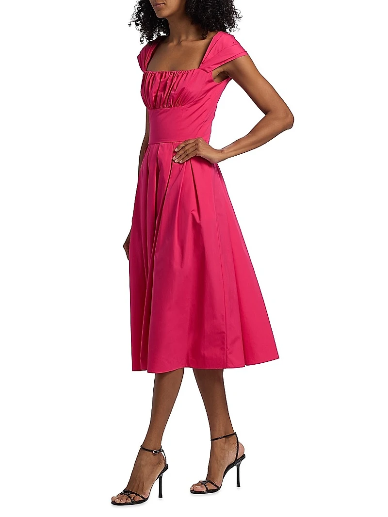 Cotton Poplin Fit & Flare Midi-Dress