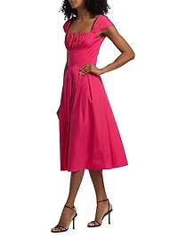 Cotton Poplin Fit & Flare Midi-Dress