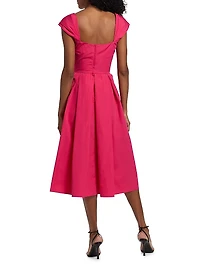 Cotton Poplin Fit & Flare Midi-Dress