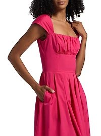 Cotton Poplin Fit & Flare Midi-Dress