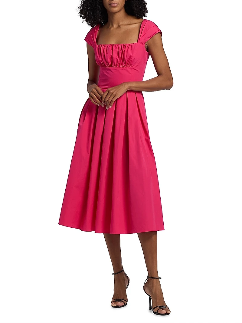 Cotton Poplin Fit & Flare Midi-Dress