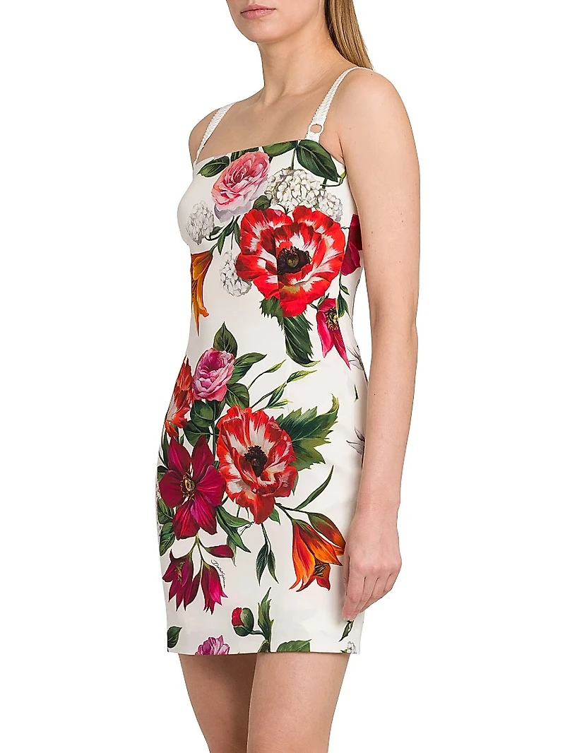 Rafia Fiori Floral Stretch Silk Minidress