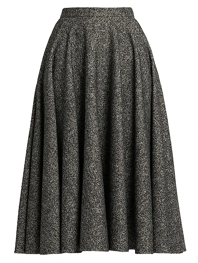 Italian Tailoring Pleated Wool-Blend Midi-Skirt